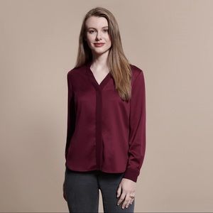 Elizabeth & Clarke Ramirez Unstainable Vegan Silk Burgundy Button Down